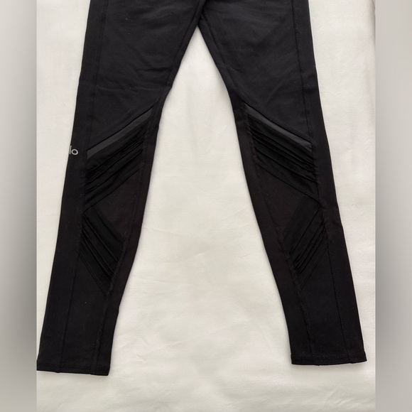 Alo Yoga Black Mesh Panels Moto Sheer Panel - High Rise Waist - Picture 7 of 8